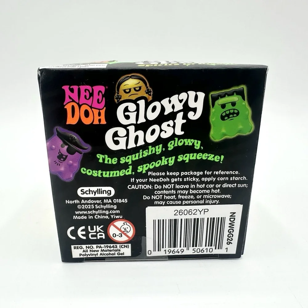 New Sealed NeeDoh Glowy Ghost Green Smile Fangs Halloween Glow In The Dark